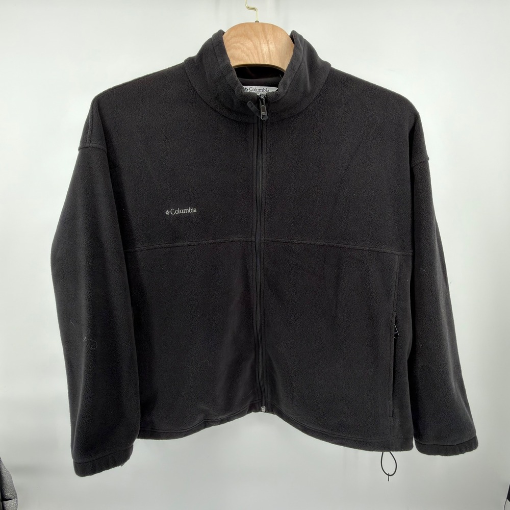 Columbia Fleece Jacket Mens 4XL Black Full Zip WS6113 Mock Neck Pocket